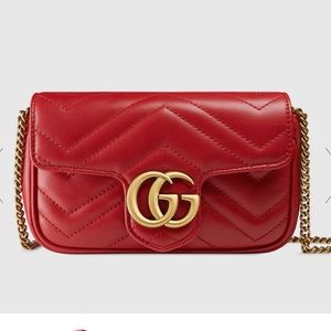 AUTHENTIC‼️ GUCCI RED GG MARMONT MATALESSE LEATHER CHAIN BAG WITH DUST BAG & BOX